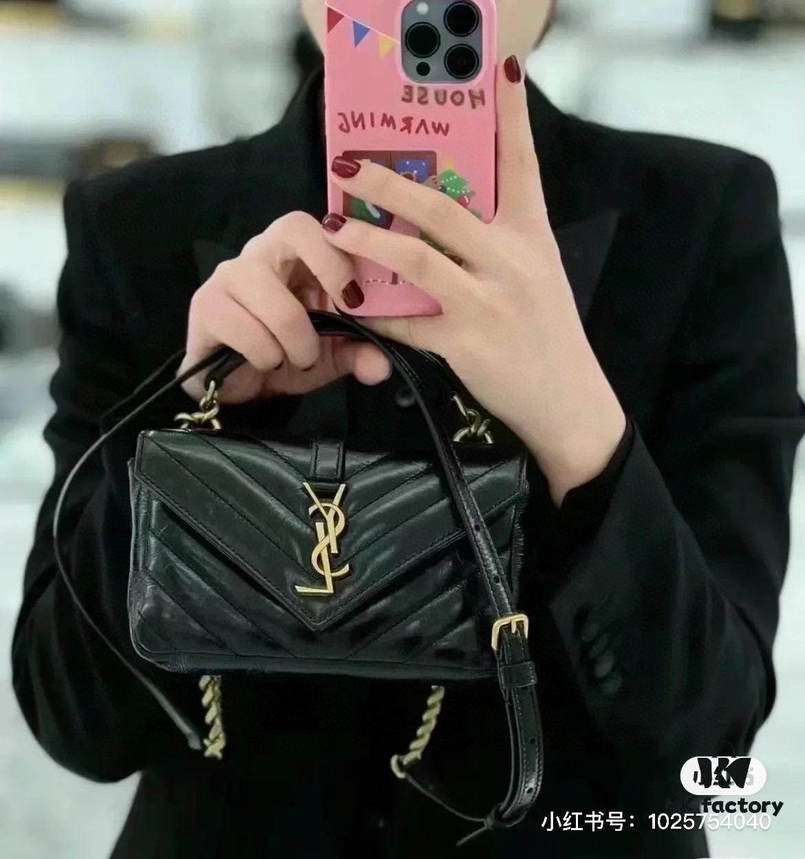 New Arrival YSL Mini College Messenger Bag in Waxed Calfskin - Style No. 6126