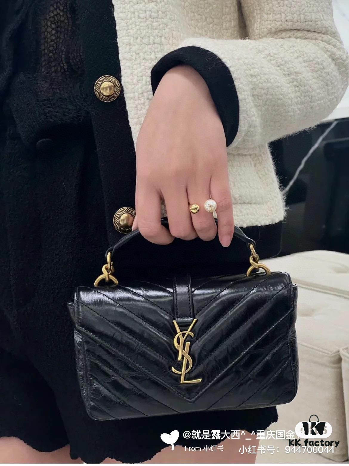 New Arrival YSL Mini College Messenger Bag in Waxed Calfskin - Style No. 6126