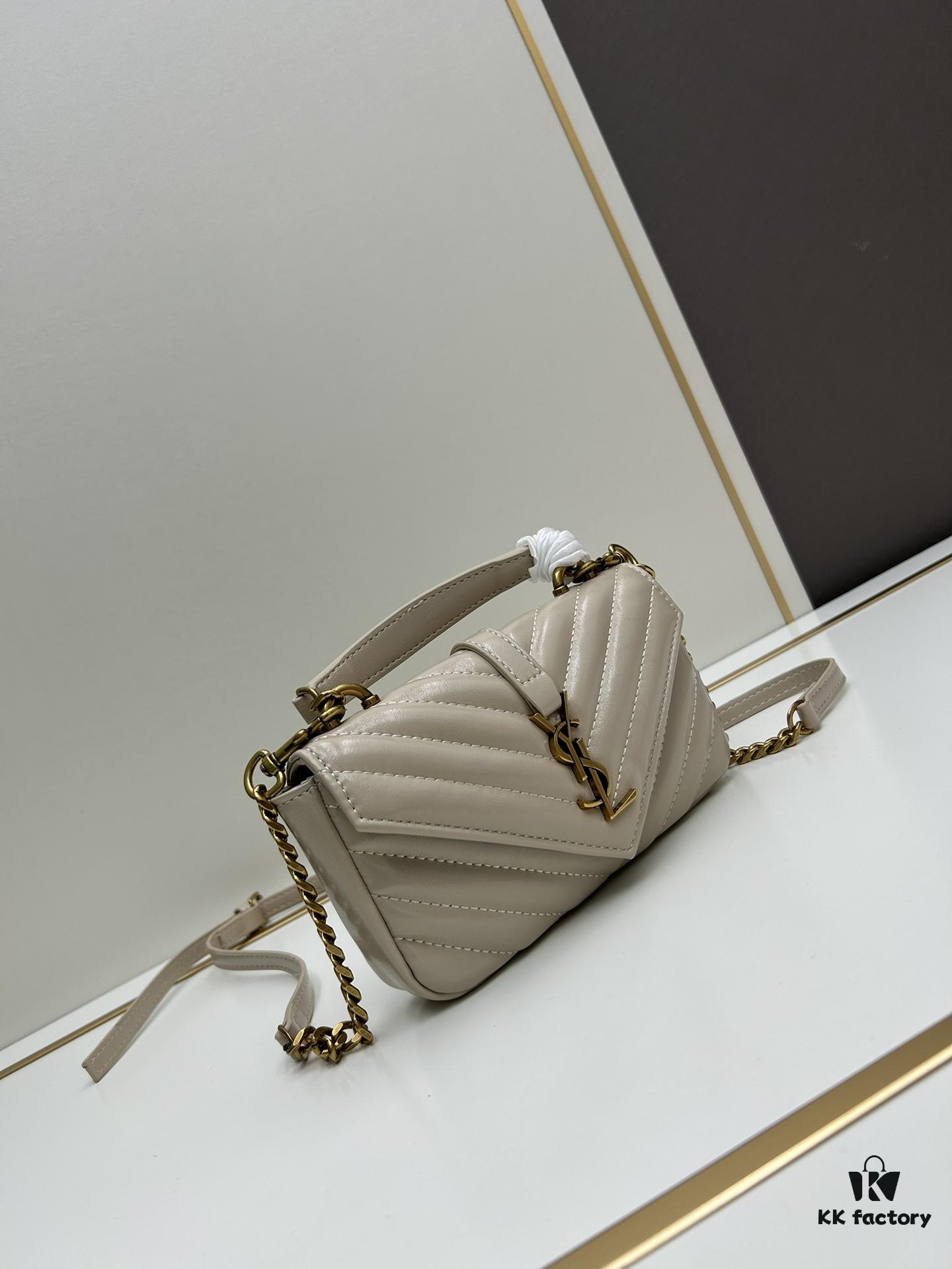 6930d3516e68136f4d9b0fed YSL Mini College Messenger Bag in Oiled Wax Leather - Style No. 6126