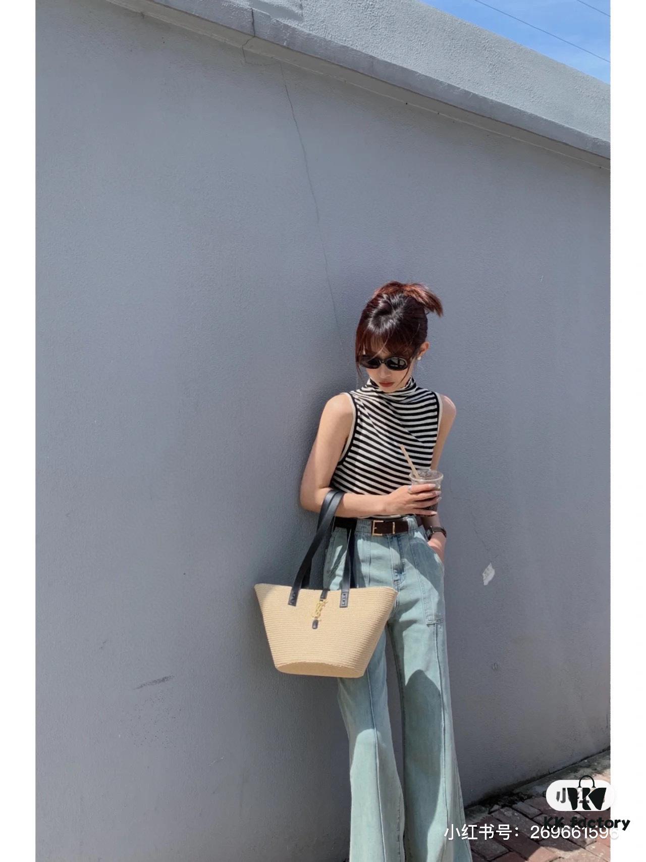 6930d3d06e68136f4d9b10a5 New Arrival YSL Saint Laurent Rattan Tote Shopping Bag