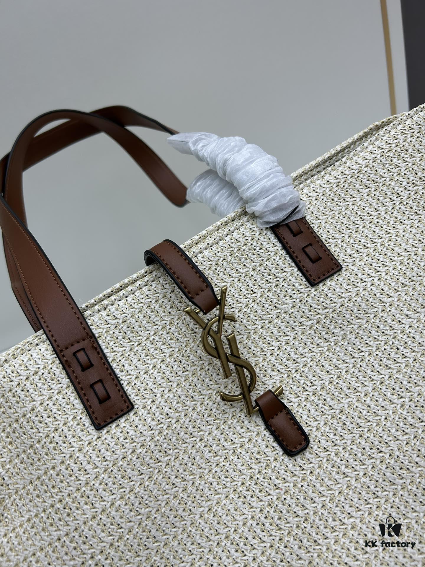 6930d3de6e68136f4d9b10b5 New Arrival YSL Straw Tote Shopping Bag