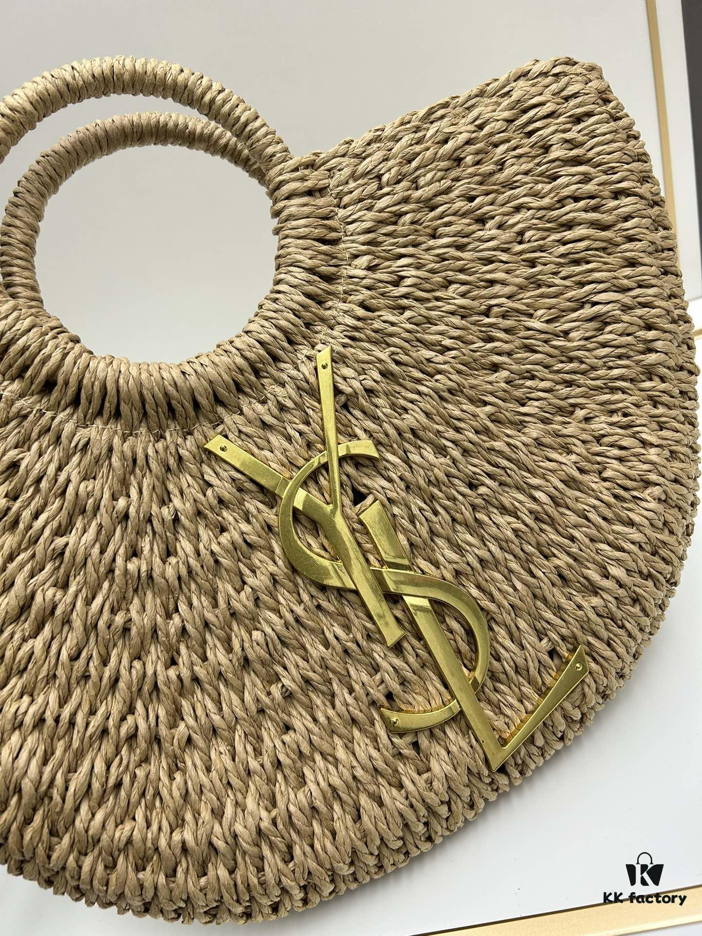 6930d3f46e68136f4d9b10ce New Large YSL Woven Straw Tote Bag with Zipper