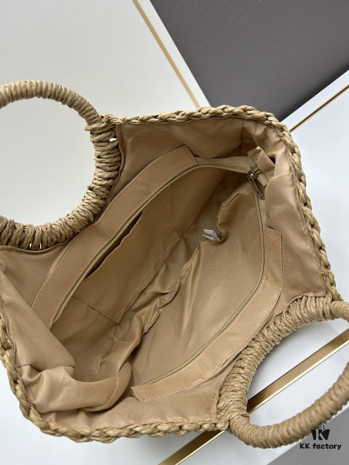 6930d3f76e68136f4d9b10d0 New Large YSL Woven Straw Tote Bag with Zipper