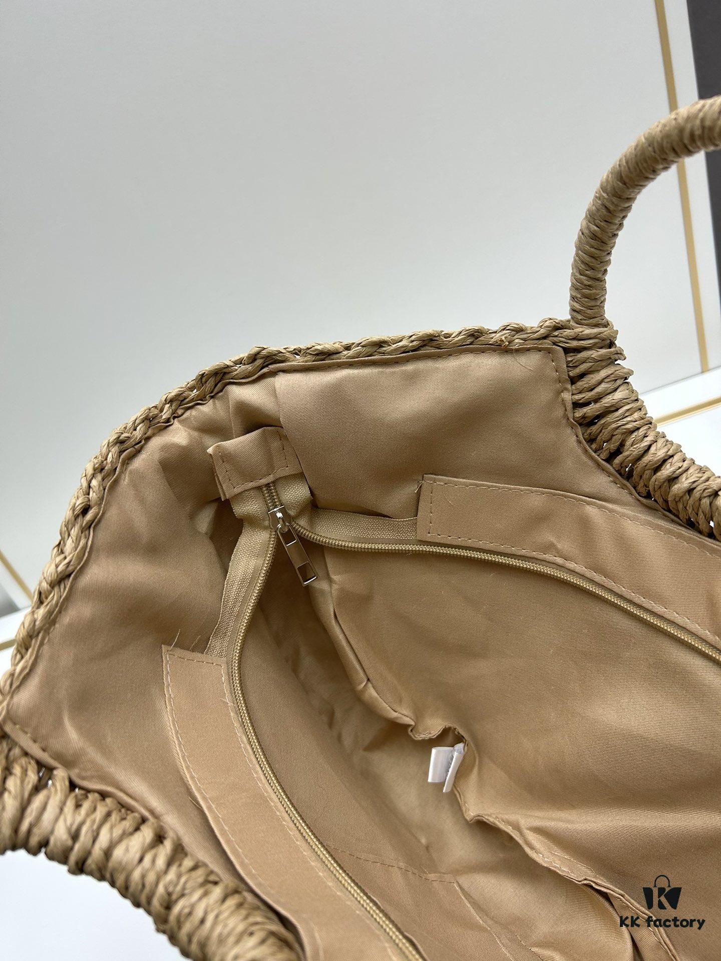 6930d3f86e68136f4d9b10d1 New Large YSL Woven Straw Tote Bag with Zipper