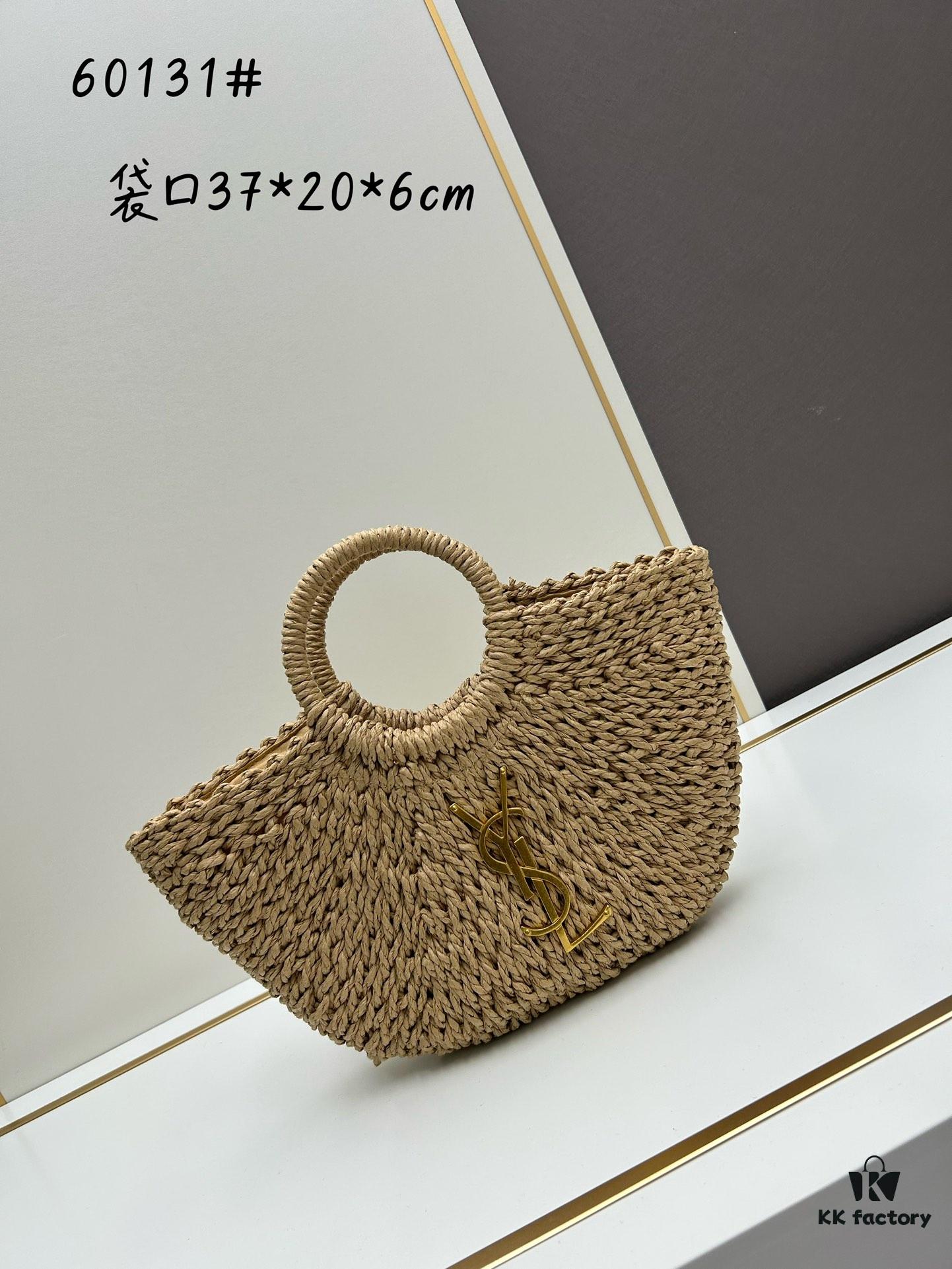 6930d3f96e68136f4d9b10d2 New Medium Size YSL Straw Woven Bag with Zipper - Perfect for Summer Beach Style