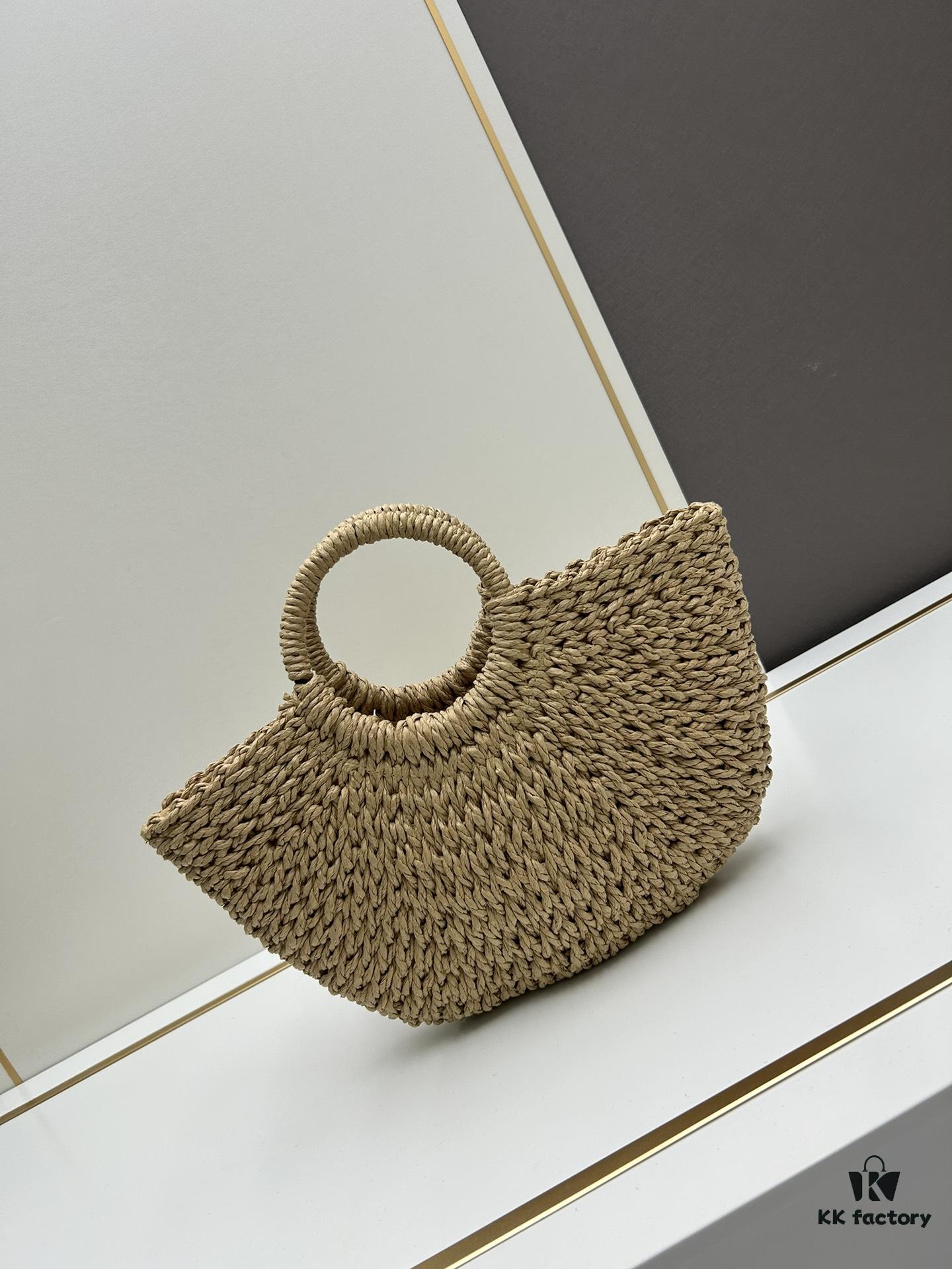 6930d3fa6e68136f4d9b10d3 New Medium Size YSL Straw Woven Bag with Zipper - Perfect for Summer Beach Style
