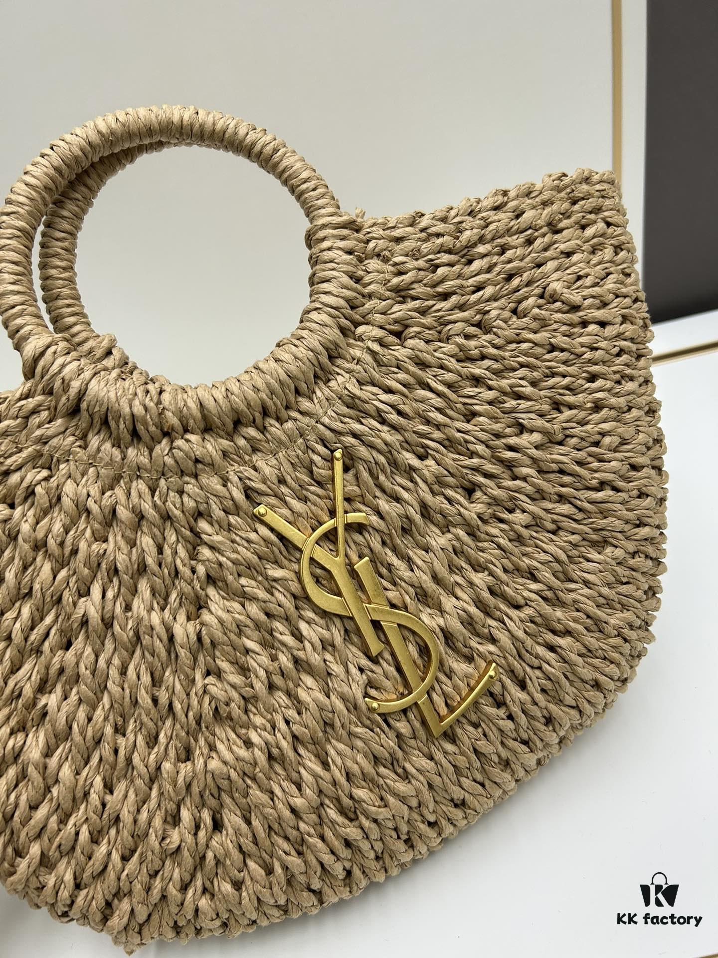6930d3fe6e68136f4d9b10d6 New Medium Size YSL Straw Woven Bag with Zipper - Perfect for Summer Beach Style