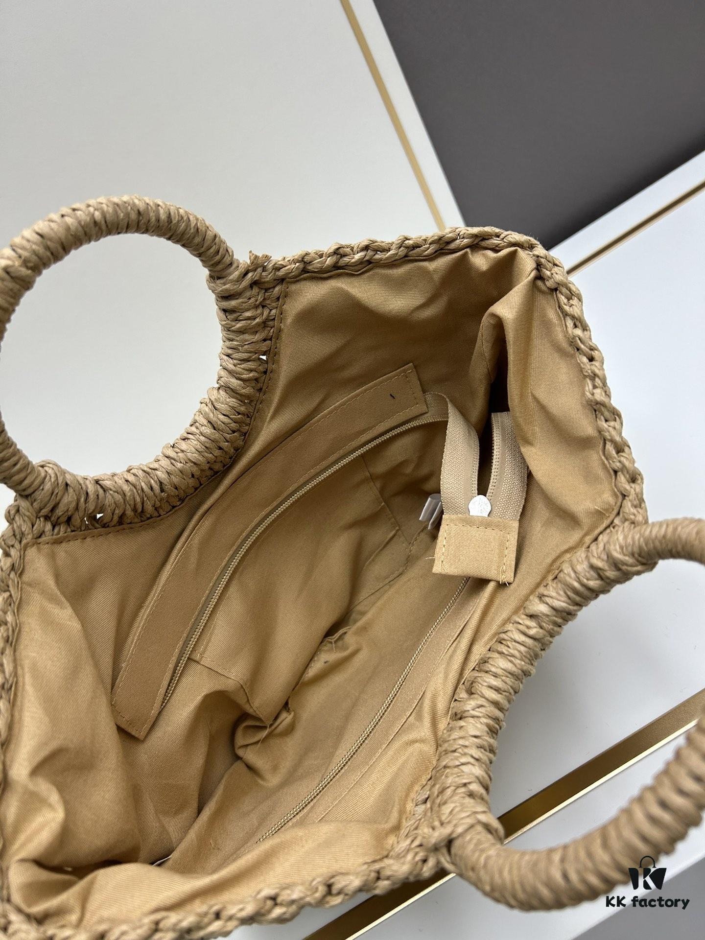 6930d3ff6e68136f4d9b10d8 New Medium Size YSL Straw Woven Bag with Zipper - Perfect for Summer Beach Style