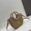New Small YSL Woven Straw Bag with Zipper - Beach Tote with Leather Strap