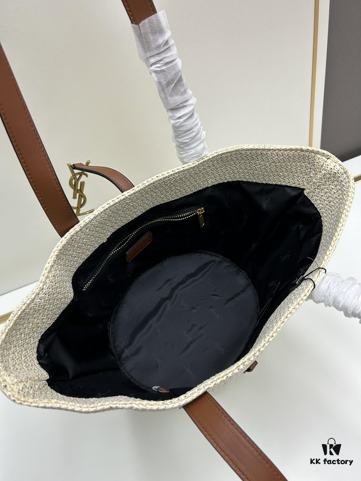 6930d4116e68136f4d9b10eb New Arrival YSL Straw Tote Shopping Bag