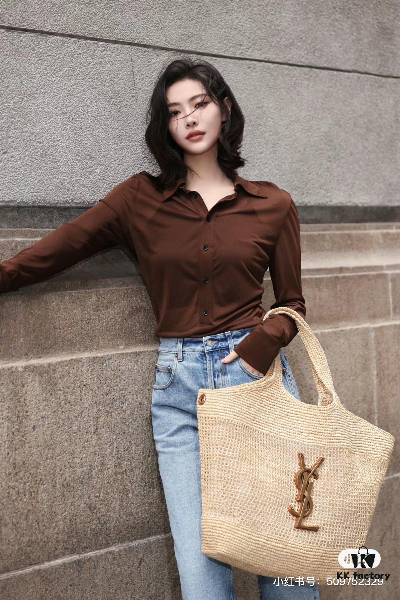 6930d4ba6e68136f4d9b11c5 New Large YSL Icare Raffia Bag with Mini Compartment - Symbolizing Beautiful, Resilient, and Devoted Love