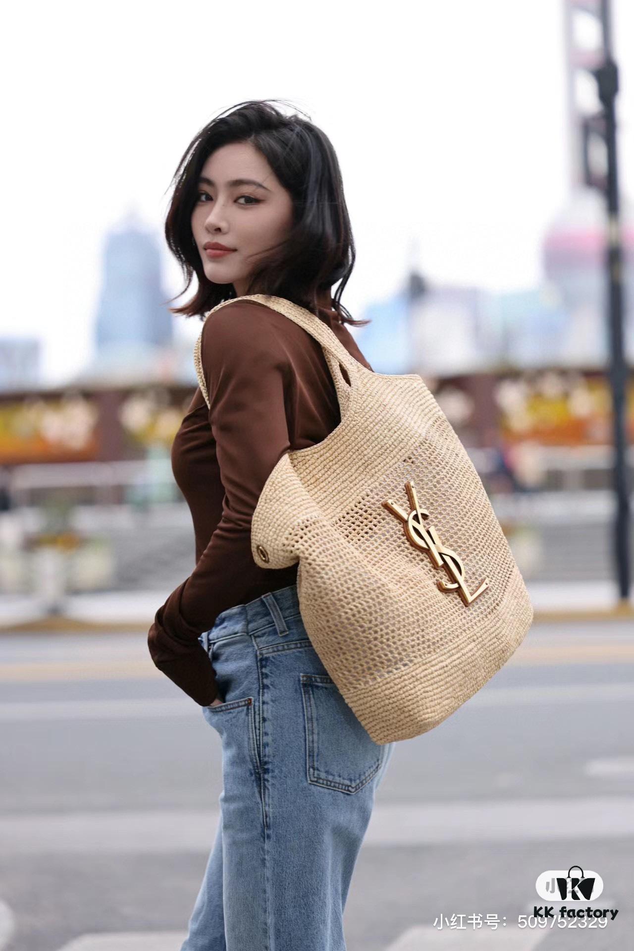 6930d4ba6e68136f4d9b11c6 New Large YSL Icare Raffia Bag with Mini Compartment - Symbolizing Beautiful, Resilient, and Devoted Love