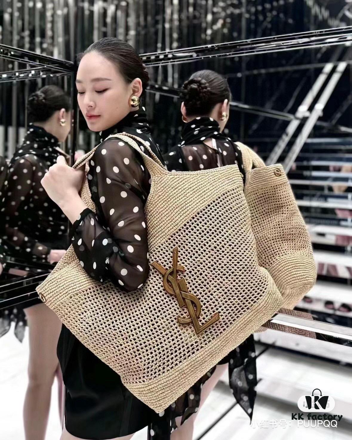 6930d4be6e68136f4d9b11ca New Arrival Large YSL Icare Raffia Handbag with Mini Compartment - Symbolizing Beautiful, Resilient, and Devoted Love