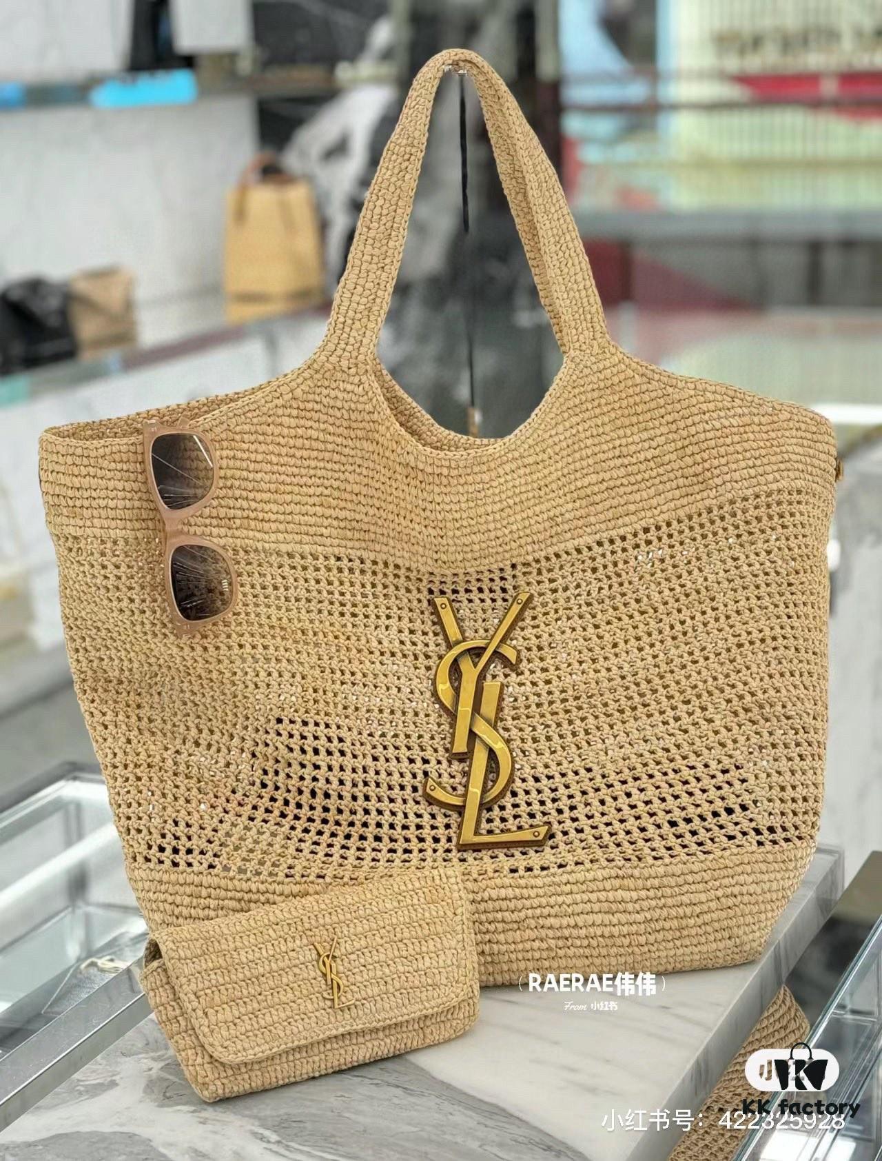 6930d4c06e68136f4d9b11ce New Arrival Large YSL Icare Raffia Handbag with Mini Compartment - Symbolizing Beautiful, Resilient, and Devoted Love