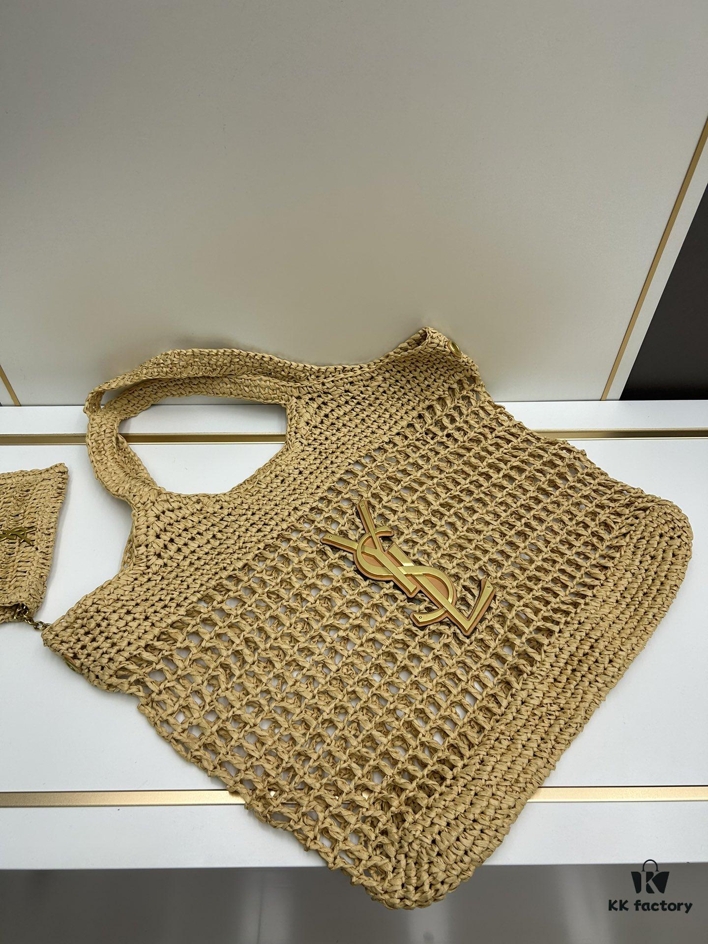 6930d4c16e68136f4d9b11d0 New Large YSL Icare Raffia Bag with Mini Compartment
