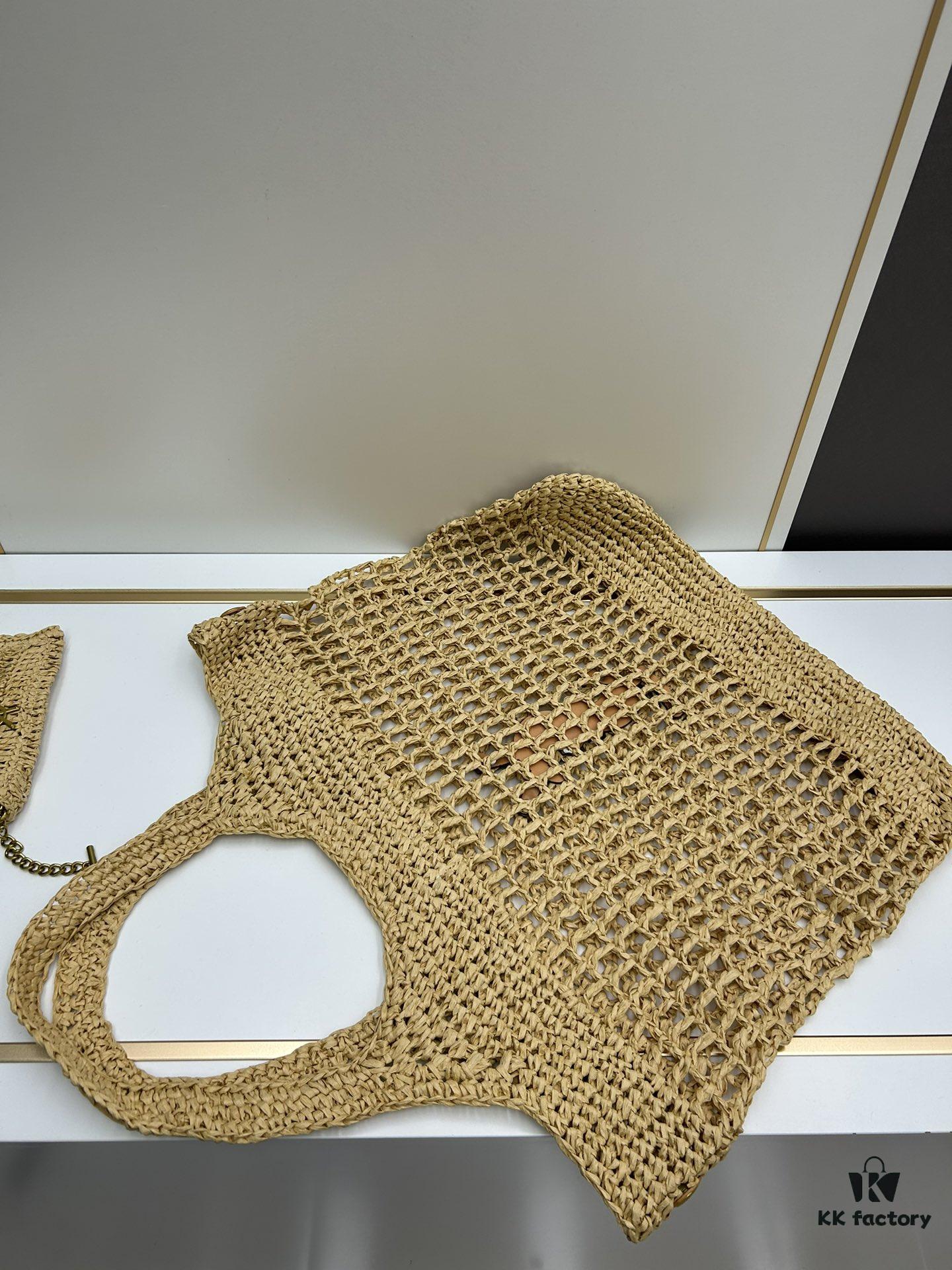 6930d4c36e68136f4d9b11d1 New Large YSL Icare Raffia Bag with Mini Compartment
