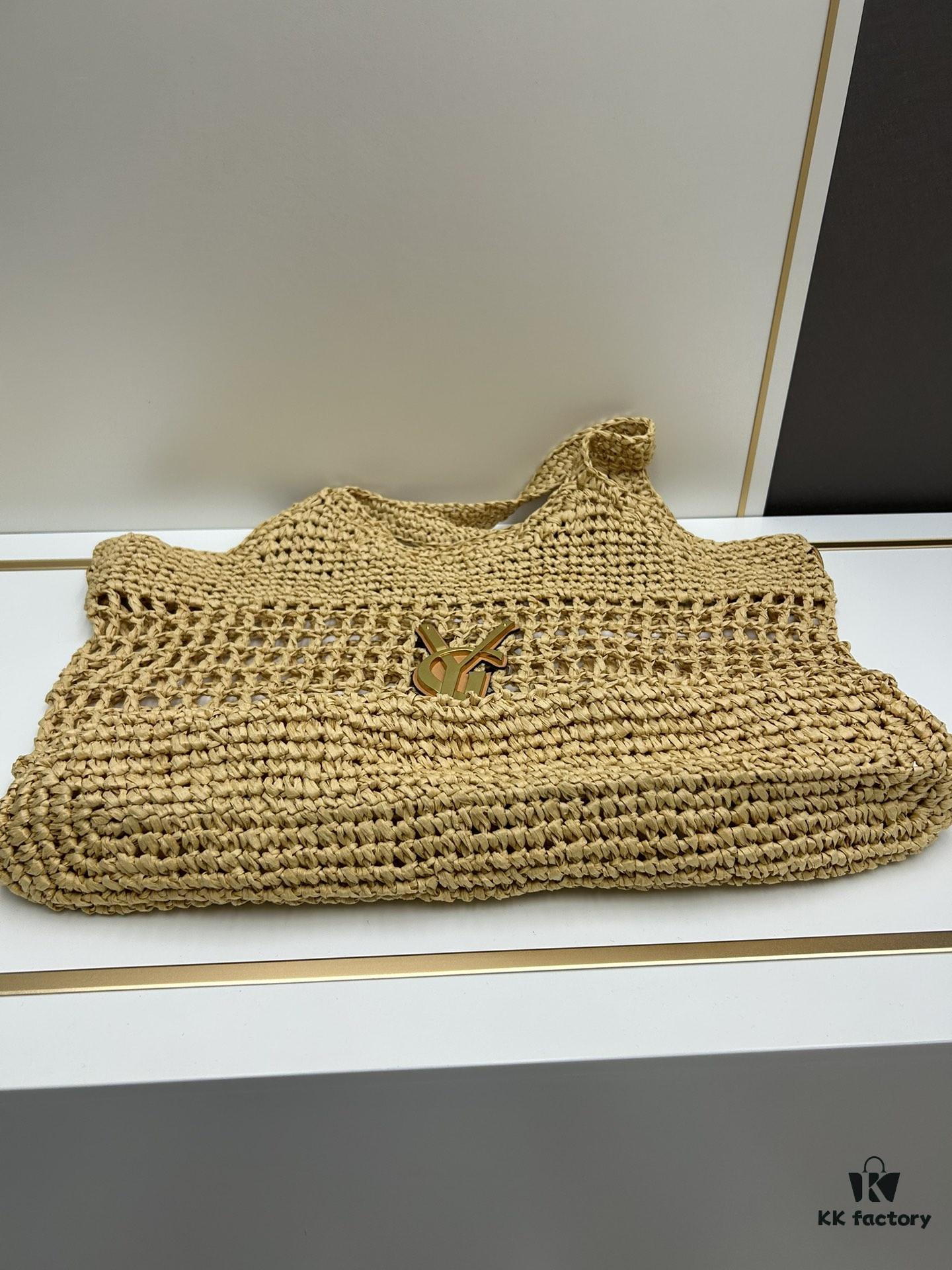 6930d4c46e68136f4d9b11d3 New Large YSL Icare Raffia Bag with Mini Compartment