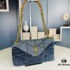 6930d4d26e68136f4d9b11e8 New Small YSL Loulou Puffer Denim Bag with Box - Washed Denim with Beige Suede Strap
