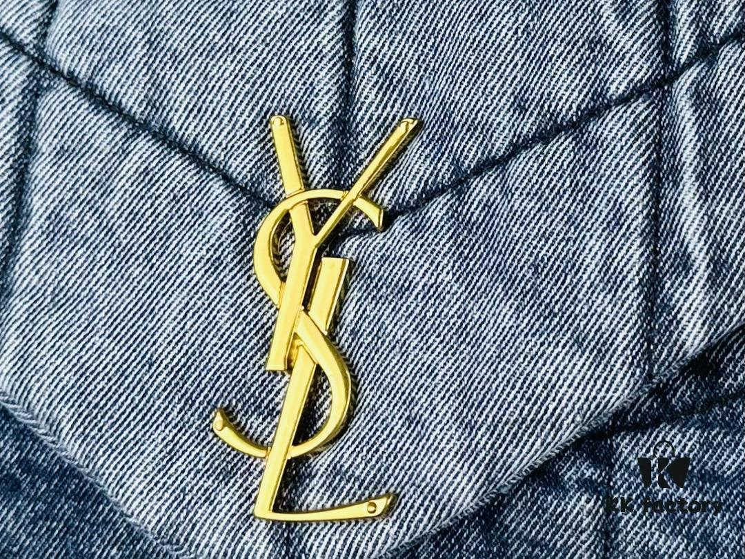 6930d4d56e68136f4d9b11ed New Small YSL Loulou Puffer Denim Bag with Box - Washed Denim with Beige Suede Strap
