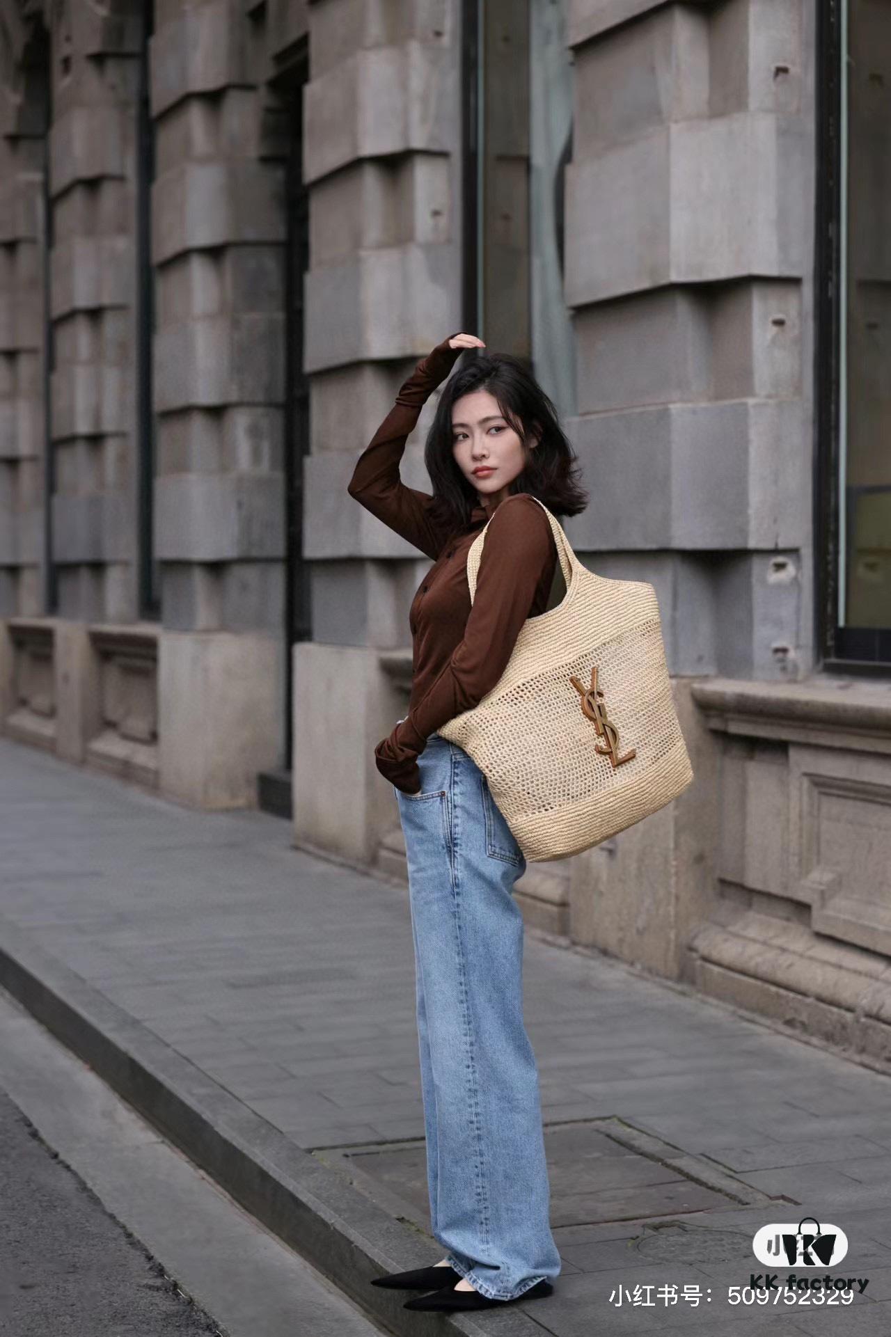 6930d4d66e68136f4d9b11ee New Large YSL Icare Raffia Bag with Mini Compartment - Symbolizing Beautiful, Resilient, and Devoted Love