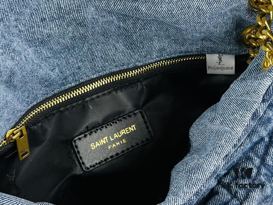 6930d4d86e68136f4d9b11f3 New Small YSL Loulou Puffer Denim Bag with Box - Washed Denim with Beige Suede Strap