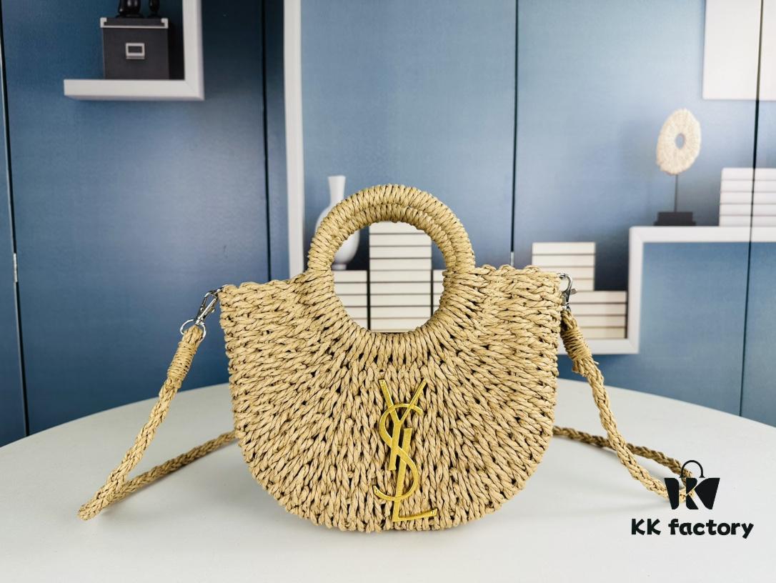 6930d5376e68136f4d9b1292 New Small YSL Woven Straw Bag with Zipper - Perfect for Summer Beach Style
