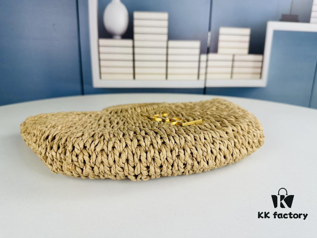 6930d53f6e68136f4d9b129f New Medium Size YSL Woven Straw Bag with Zipper - Perfect for Summer Beach Style