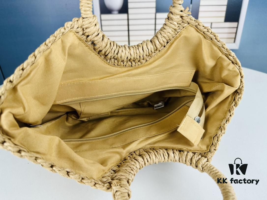 6930d5406e68136f4d9b12a1 New Medium Size YSL Woven Straw Bag with Zipper - Perfect for Summer Beach Style