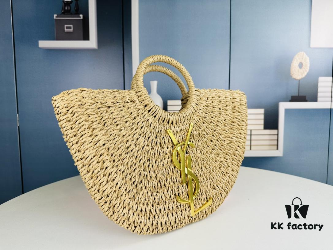 6930d5426e68136f4d9b12a6 New Large YSL Raffia Woven Tote Bag with Zipper