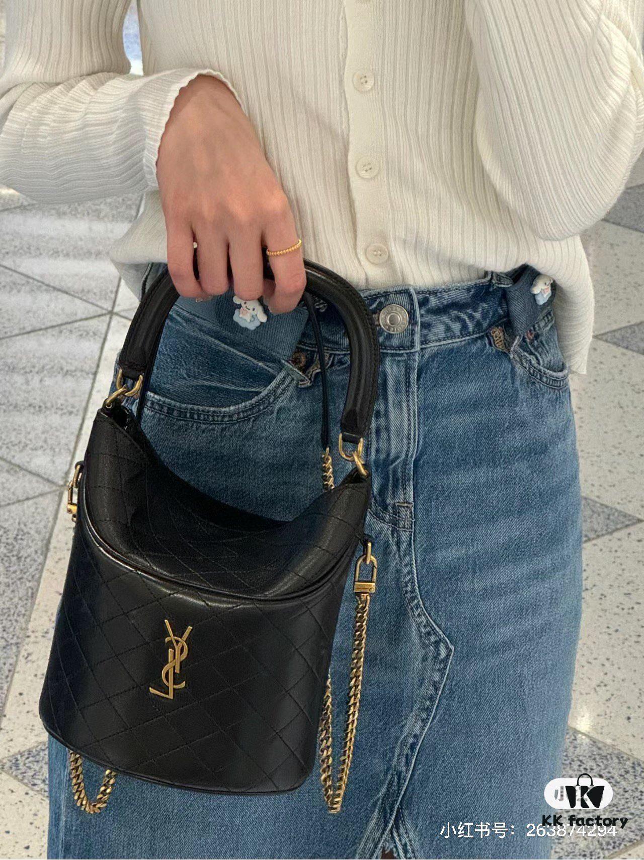 6930d5476e68136f4d9b12af New Arrival with Box 💰 YSL GABY Mini Bucket Bag, Soft Lambskin Crossbody & Handbag, Diamond Quilting Design, Gold Hardware