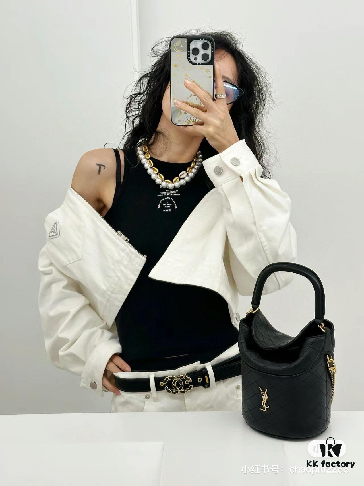6930d5476e68136f4d9b12b0 New Arrival with Box 💰 YSL GABY Mini Bucket Bag, Soft Lambskin Crossbody & Handbag, Diamond Quilting Design, Gold Hardware