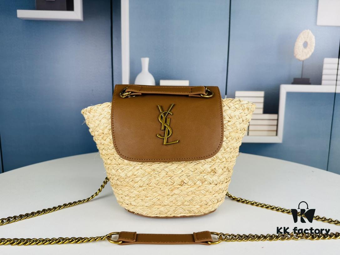 6930d5e76e68136f4d9b139e New YSL Straw Woven Tote Bag with Logo Print – Perfect Summer Beach Bag