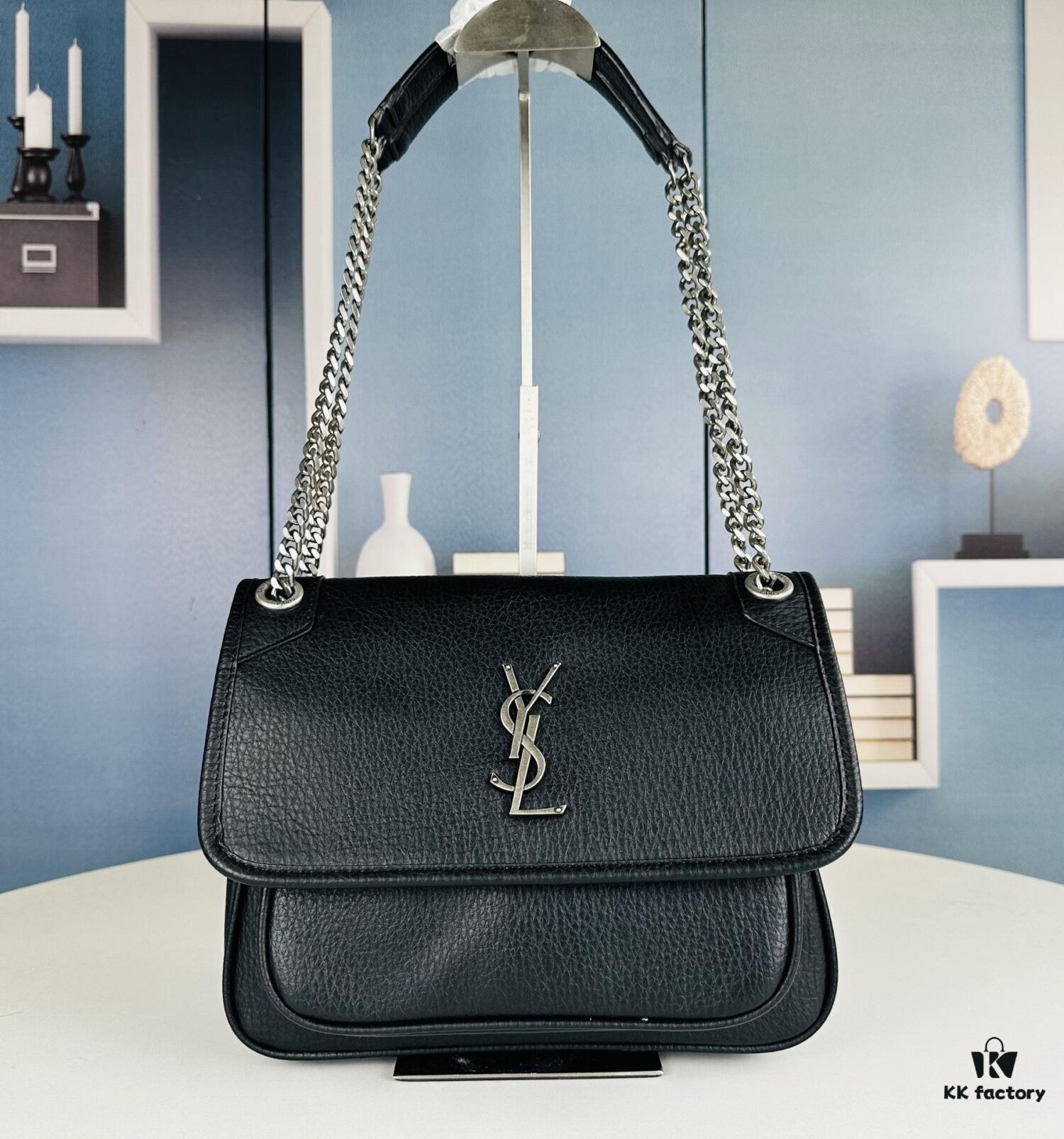 6930d5f06e68136f4d9b13ab New Arrival NIKI BABY Full-Grain Lamb Leather Handbag ||| YSL Niki 21cm 28cm Distressed Lamb Leather Black Silver Mini Bag