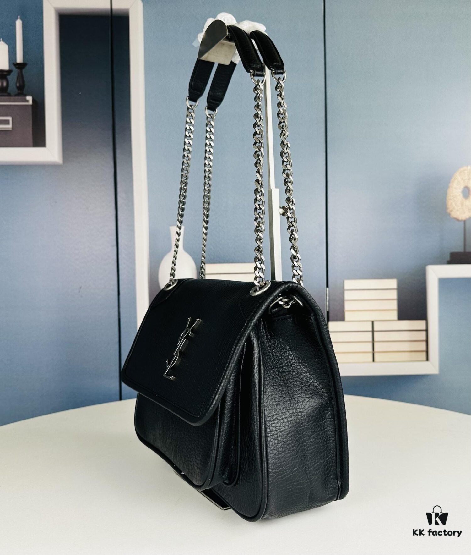 6930d5f16e68136f4d9b13ac New Arrival NIKI BABY Full-Grain Lamb Leather Handbag ||| YSL Niki 21cm 28cm Distressed Lamb Leather Black Silver Mini Bag