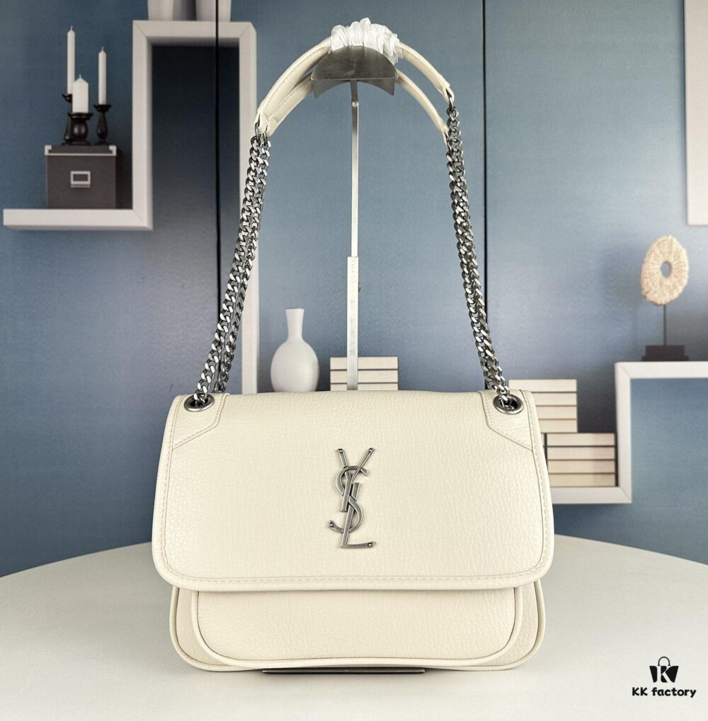6930d6086e68136f4d9b13d0 New Arrival NIKI BABY Full-Grain Lamb Leather Handbag ||| YSL Niki 21cm 28cm Distressed Lamb Leather Black Silver Mini