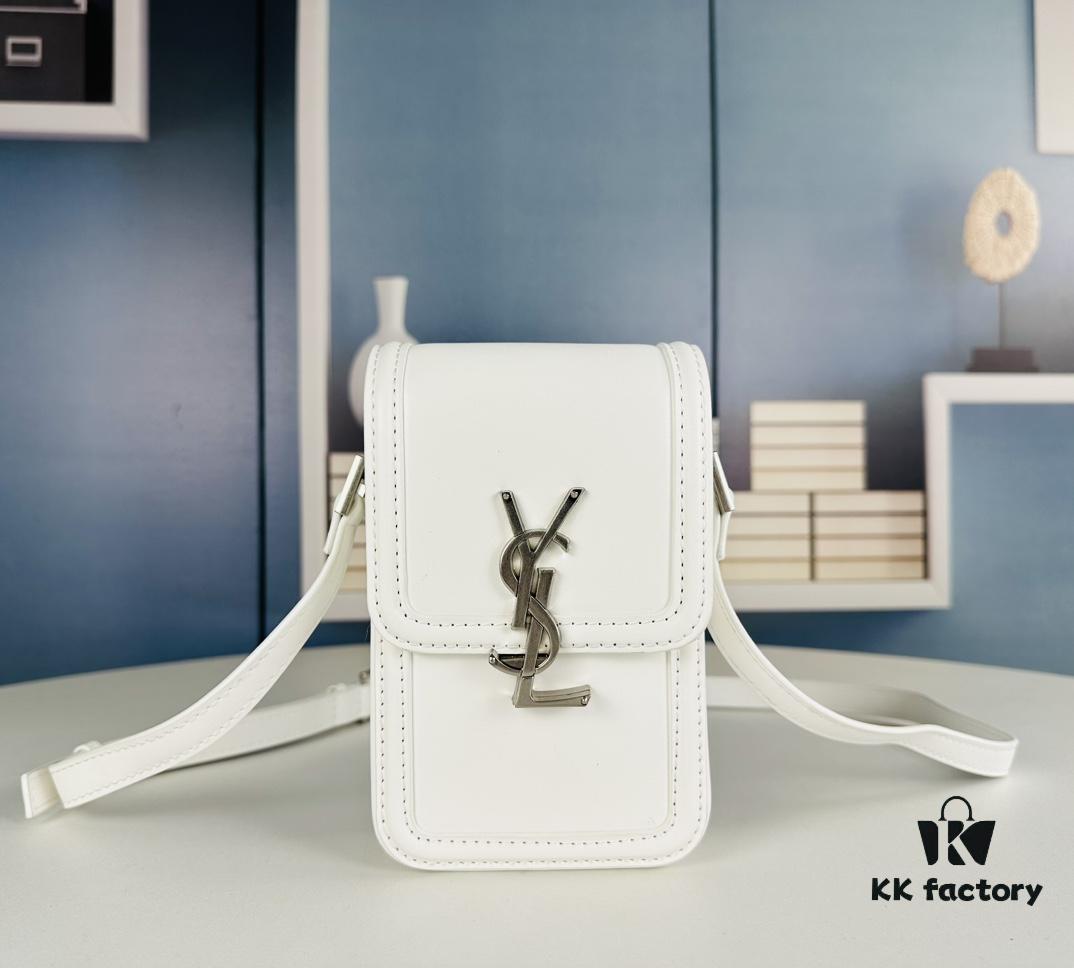 6930d6326e68136f4d9b1415 New YSL HOBO Series Mini Vertical Crossbody Bag in Smooth Calfskin with Antique-Tone Metal Logo Closure