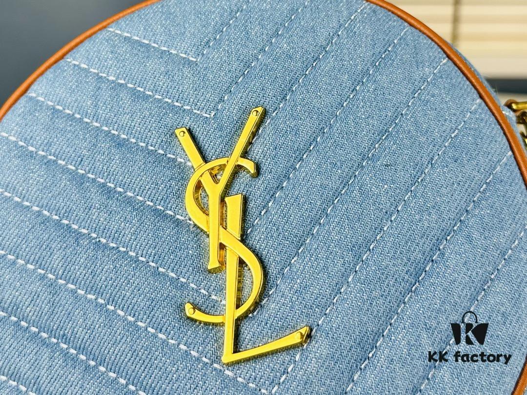 6930d6456e68136f4d9b1432 New YSL 6-Color Saint Laurent Gold Logo Caviar Quilted Leather Round Bag