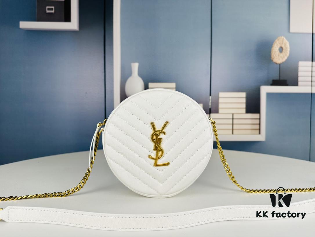 6930d6476e68136f4d9b1433 New Arrival YSL 6-Color Saint Laurent Gold Logo Caviar Quilted Leather Round Bag