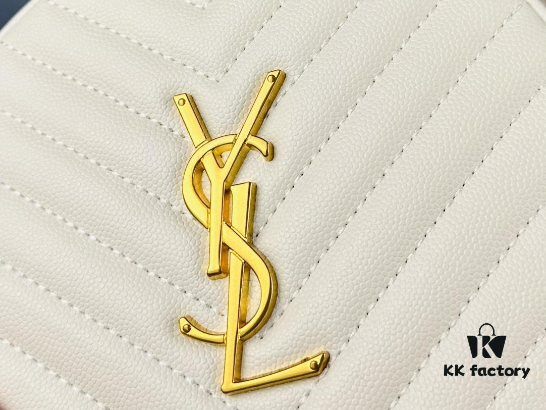 6930d64b6e68136f4d9b143a New Arrival YSL 6-Color Saint Laurent Gold Logo Caviar Quilted Leather Round Bag