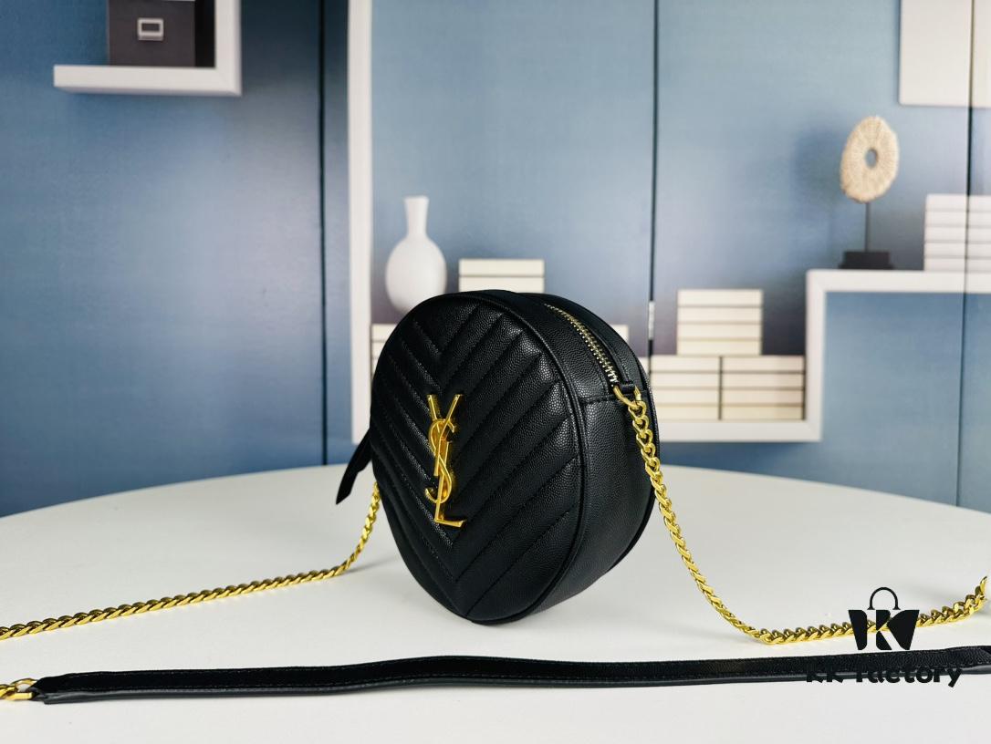 6930d6546e68136f4d9b1447 New Arrival YSL 6-Color Saint Laurent Gold Logo Caviar Quilted Leather Round Bag