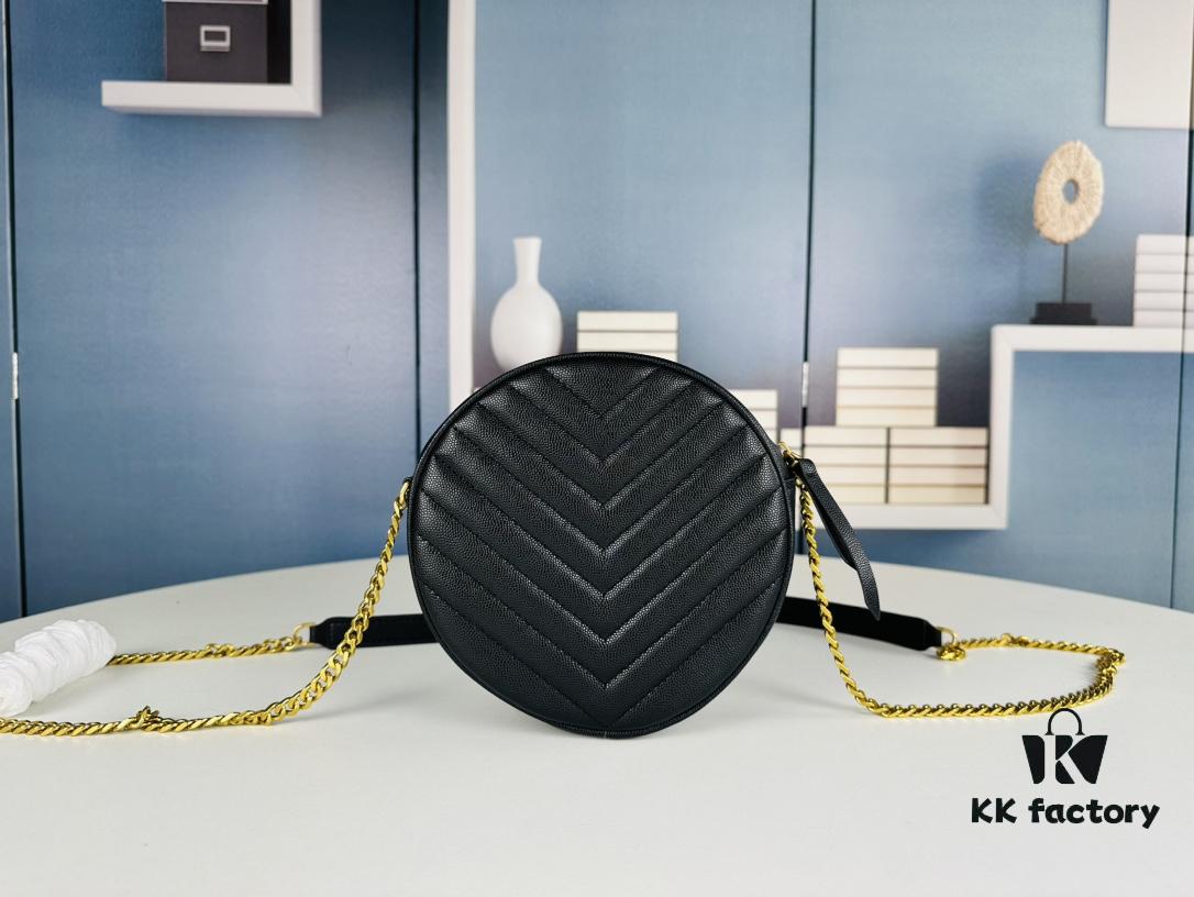 6930d6546e68136f4d9b1448 New Arrival YSL 6-Color Saint Laurent Gold Logo Caviar Quilted Leather Round Bag