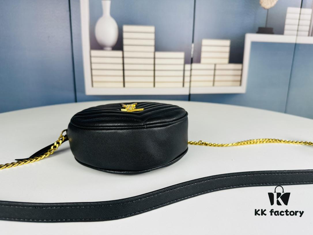6930d6556e68136f4d9b144a New Arrival YSL 6-Color Saint Laurent Gold Logo Caviar Quilted Leather Round Bag