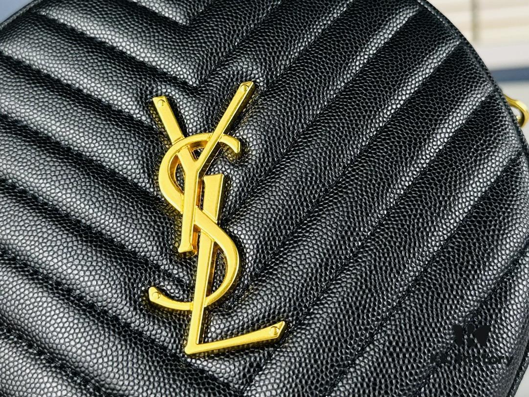 6930d6566e68136f4d9b144b New Arrival YSL 6-Color Saint Laurent Gold Logo Caviar Quilted Leather Round Bag