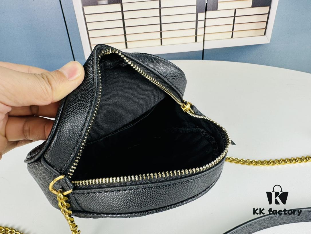 6930d6576e68136f4d9b144c New Arrival YSL 6-Color Saint Laurent Gold Logo Caviar Quilted Leather Round Bag