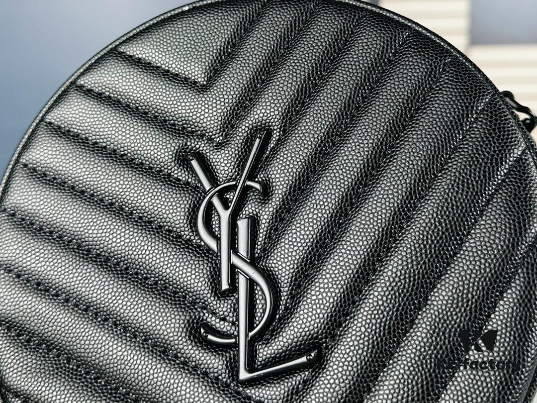 New Arrival YSL 6-Color Saint Laurent Gold Logo Caviar Quilted Leather Round Bag