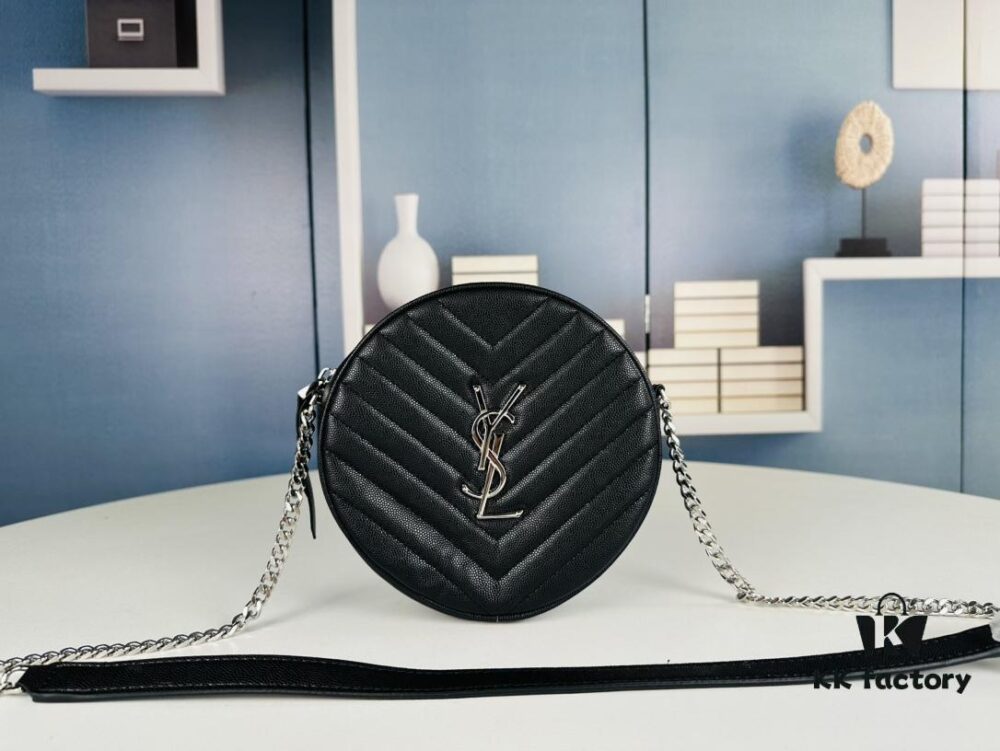 6930d65e6e68136f4d9b1455 New YSL 6-Color Saint Laurent Gold Logo Caviar Quilted Leather Round Bag