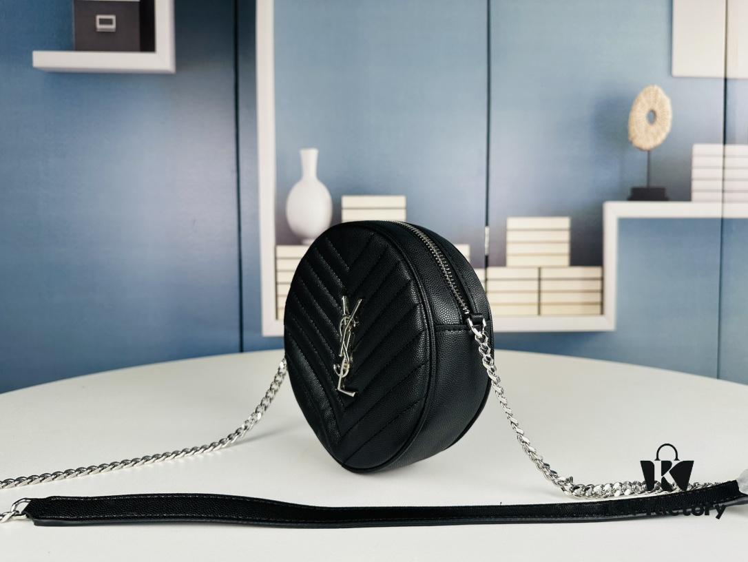 6930d65f6e68136f4d9b1459 New YSL 6-Color Saint Laurent Gold Logo Caviar Quilted Leather Round Bag