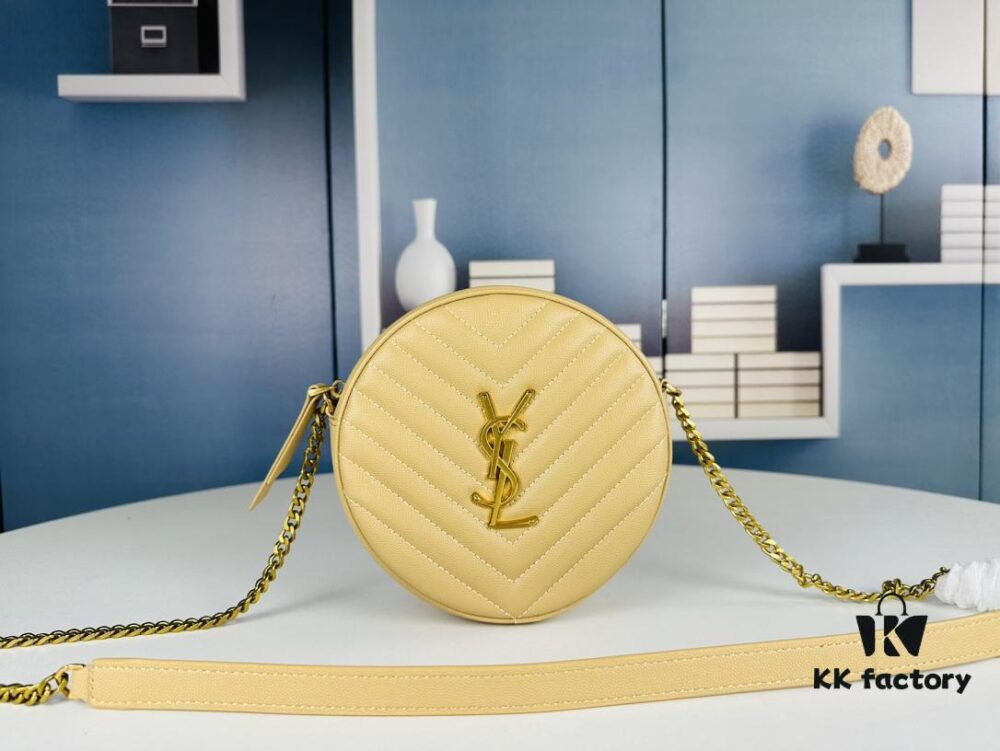 6930d6606e68136f4d9b145b New YSL 6-Color Saint Laurent Gold Logo Caviar Quilted Leather Round Bag