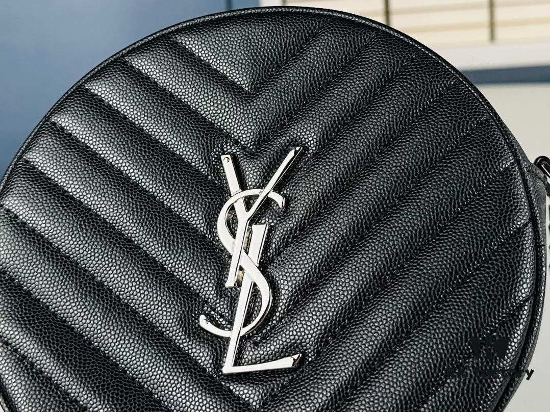6930d6616e68136f4d9b145c New YSL 6-Color Saint Laurent Gold Logo Caviar Quilted Leather Round Bag