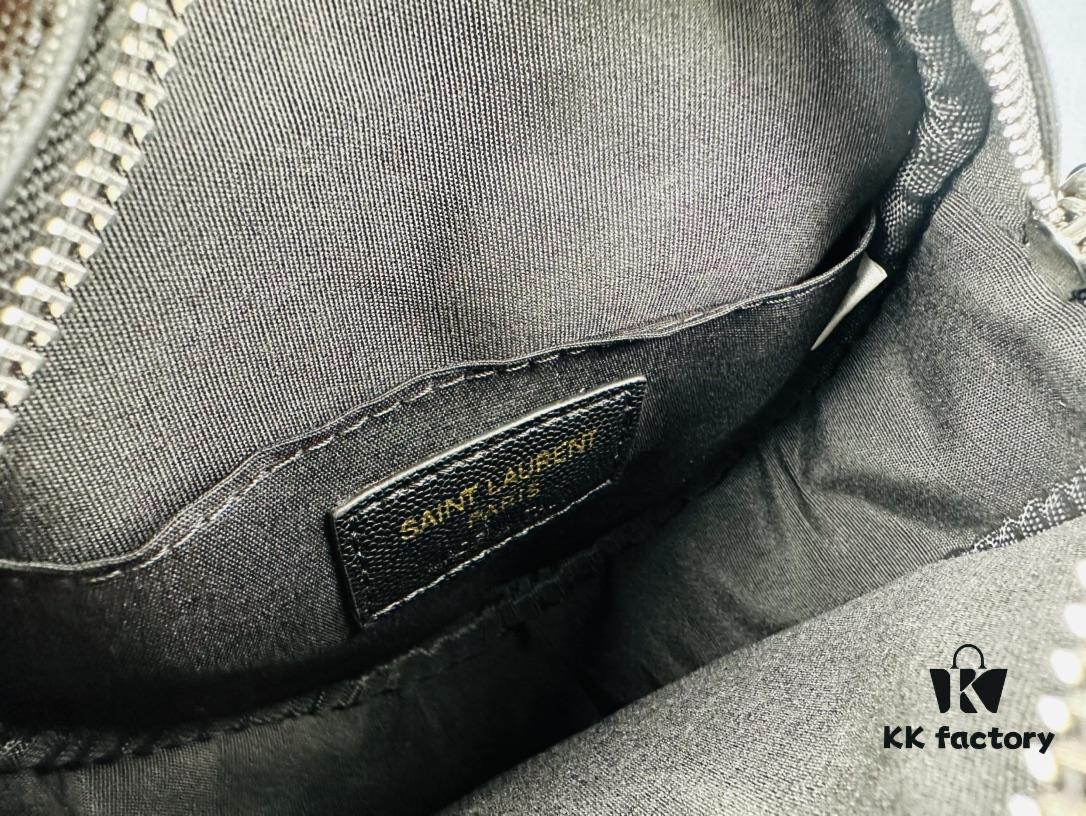 6930d6646e68136f4d9b1461 New YSL 6-Color Saint Laurent Gold Logo Caviar Quilted Leather Round Bag